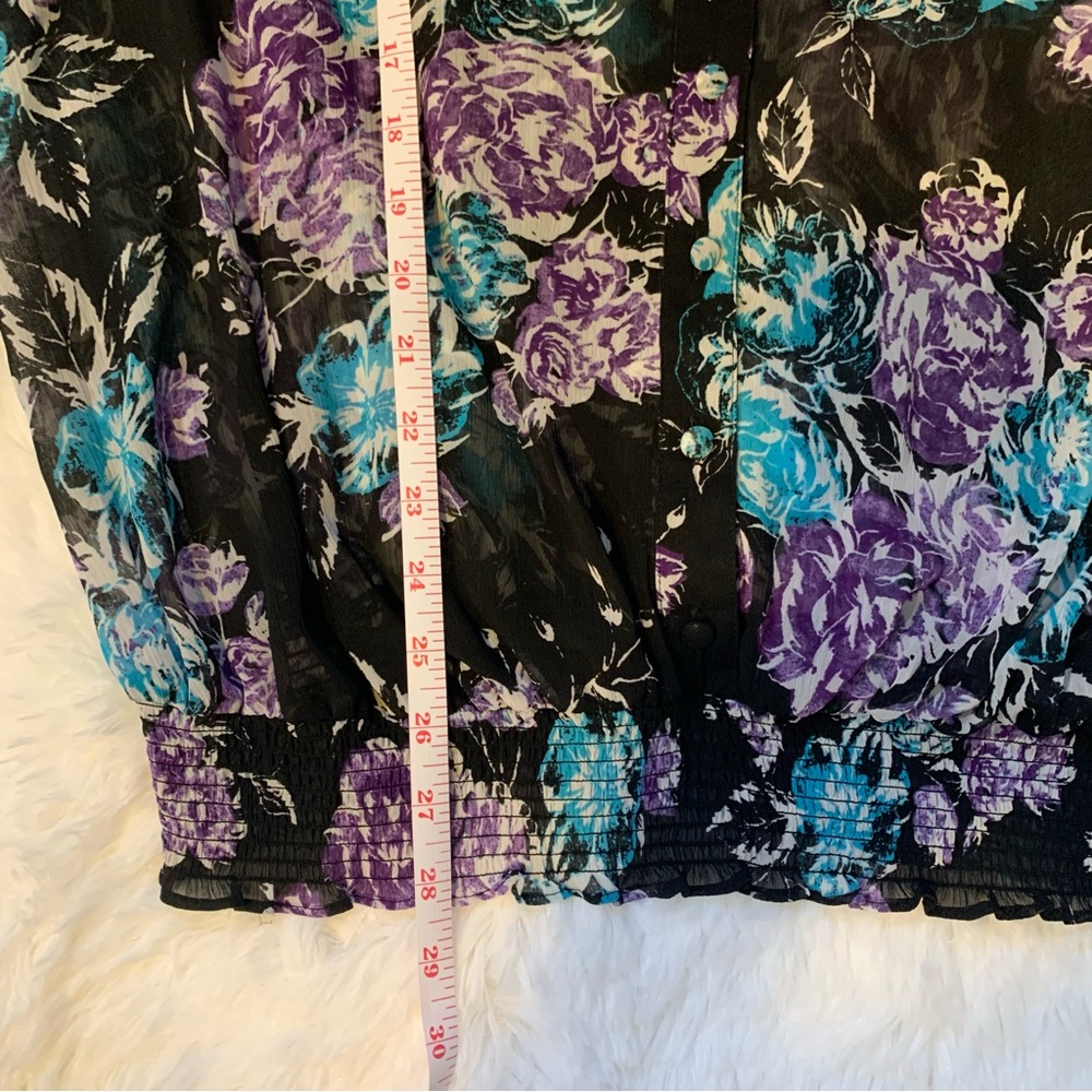 Torrid sheer black floral blouse size 2 - Picture 13 of 14